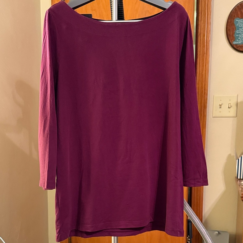 LOFT Long Sleeve Top in Deep Burgundy. Size L. Good condition.